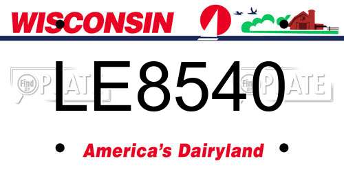 LE8540 Wisconsin License Plate