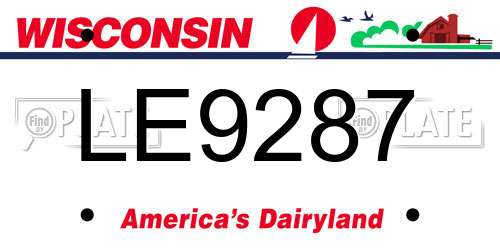 LE9287 Wisconsin License Plate