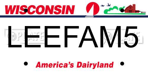 LEEFAM5 Wisconsin License Plate