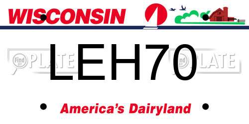 LEH70 Wisconsin License Plate