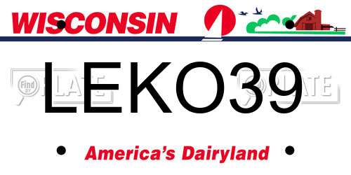 LEKO39 Wisconsin License Plate