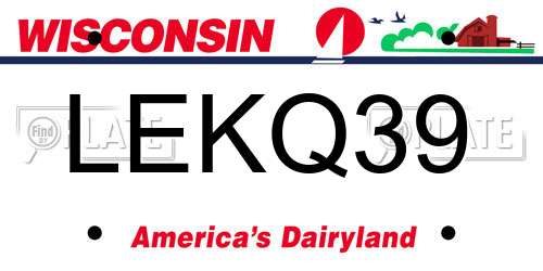 LEKQ39 Wisconsin License Plate