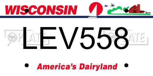 LEV558 Wisconsin License Plate