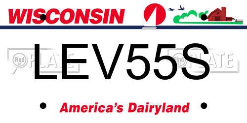 LEV55S Wisconsin License Plate