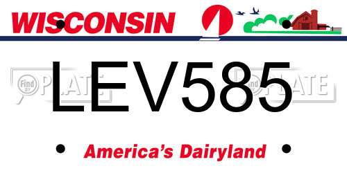 LEV585 Wisconsin License Plate