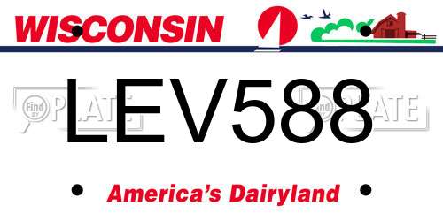 LEV588 Wisconsin License Plate