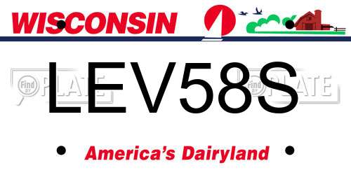 LEV58S Wisconsin License Plate