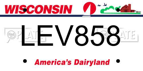 LEV858 Wisconsin License Plate
