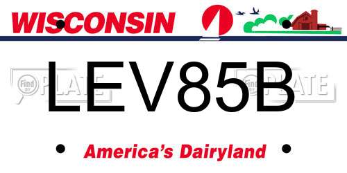 LEV85B Wisconsin License Plate