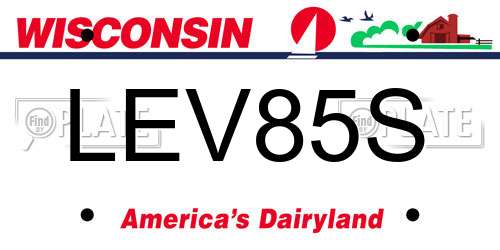 LEV85S Wisconsin License Plate
