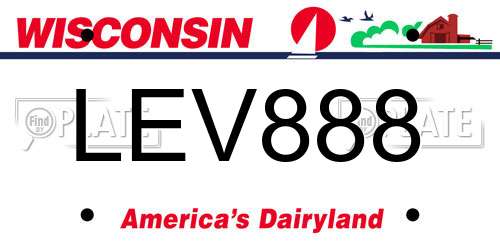 LEV888 Wisconsin License Plate