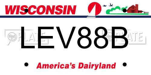 LEV88B Wisconsin License Plate