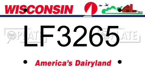 LF3265 Wisconsin License Plate