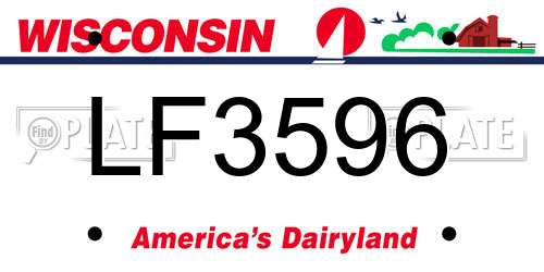 LF3596 Wisconsin License Plate