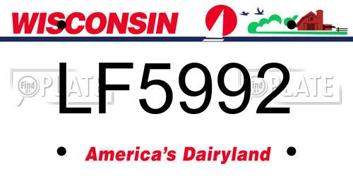 LF5992 Wisconsin License Plate
