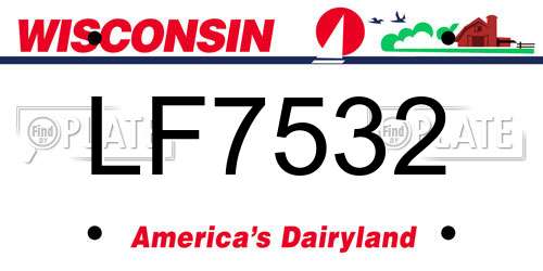 LF7532 Wisconsin License Plate