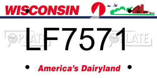 LF7571 Wisconsin License Plate