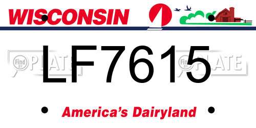 LF7615 Wisconsin License Plate