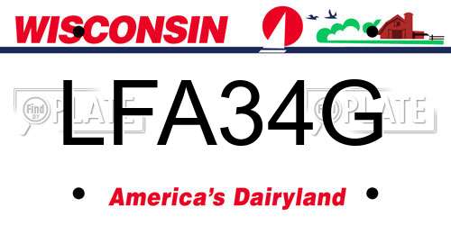 LFA34G Wisconsin License Plate