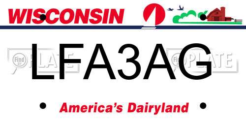 LFA3AG Wisconsin License Plate