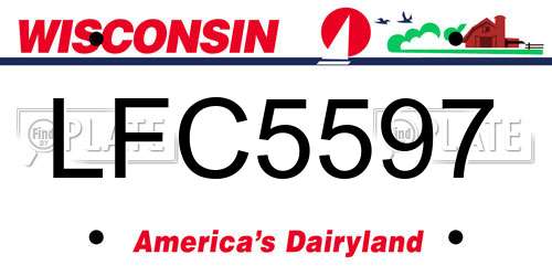 LFC5597 Wisconsin License Plate