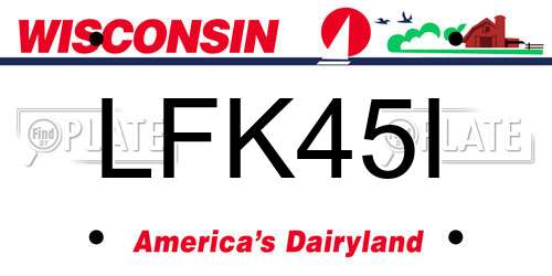 LFK45I Wisconsin License Plate