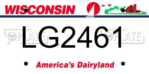 LG2461 Wisconsin License Plate