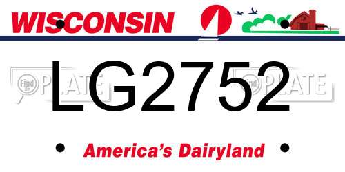 LG2752 Wisconsin License Plate