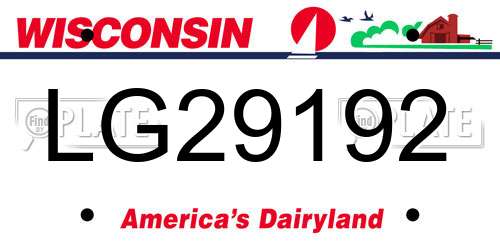LG29192 Wisconsin License Plate