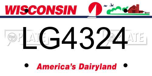 LG4324 Wisconsin License Plate