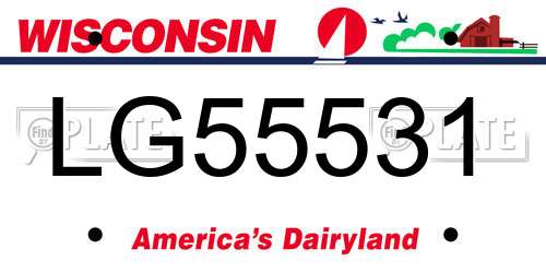 LG55531 Wisconsin License Plate