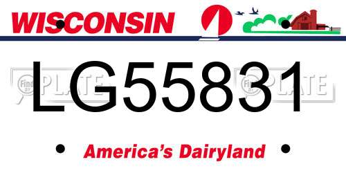 LG55831 Wisconsin License Plate