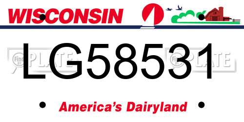 LG58531 Wisconsin License Plate