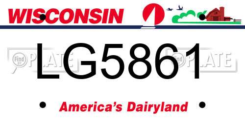 LG5861 Wisconsin License Plate