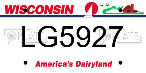 LG5927 Wisconsin License Plate