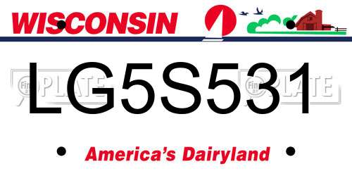 LG5S531 Wisconsin License Plate