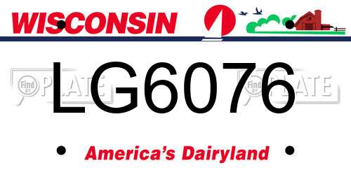 LG6076 Wisconsin License Plate