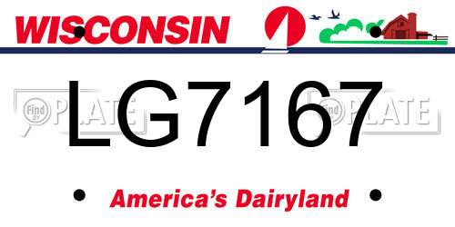 LG7167 Wisconsin License Plate