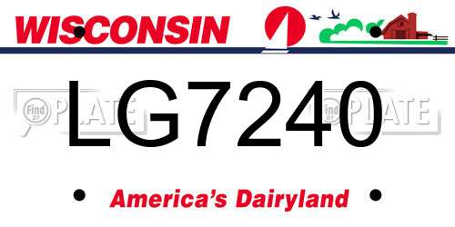 LG7240 Wisconsin License Plate