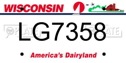 LG7358 Wisconsin License Plate