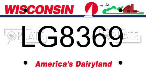 LG8369 Wisconsin License Plate