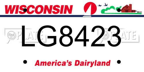 LG8423 Wisconsin License Plate