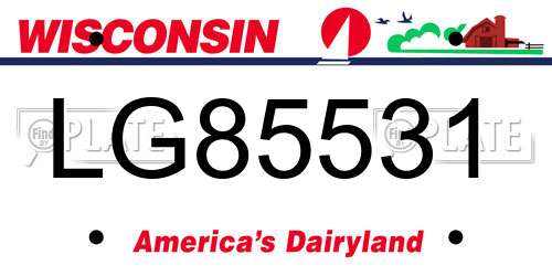 LG85531 Wisconsin License Plate