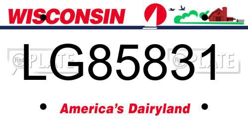 LG85831 Wisconsin License Plate