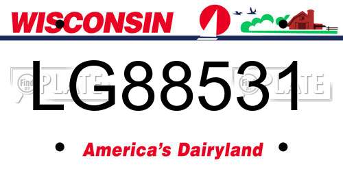 LG88531 Wisconsin License Plate