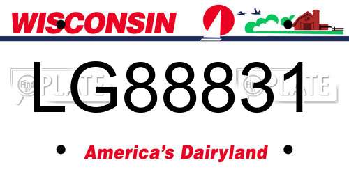 LG88831 Wisconsin License Plate