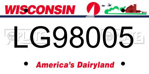 LG98005 Wisconsin License Plate