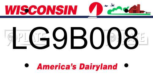 LG9B008 Wisconsin License Plate