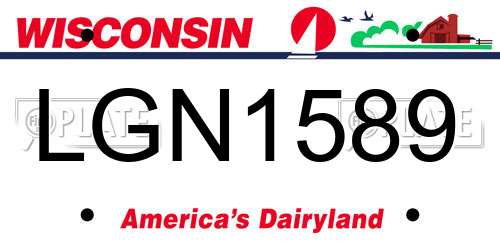 LGN1589 Wisconsin License Plate