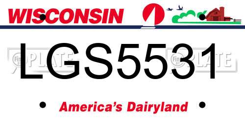 LGS5531 Wisconsin License Plate